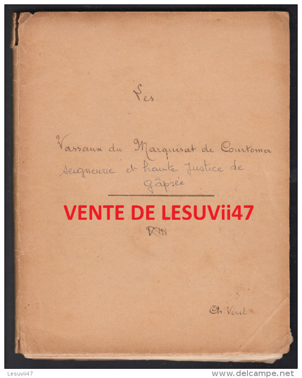 Gâprée (61-Orne) " Manuscrit Original Et Inédit Du Début Du Siècle De CHARLES VEREL, De 105 Pages & 93 Documents De... - Manoscritti