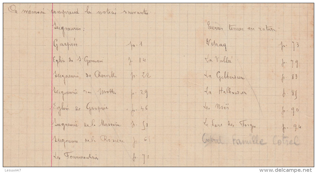 Gâprée (61-Orne) " Manuscrit Original Et Inédit Du Début Du Siècle De CHARLES VEREL, De 105 Pages & 93 Documents De... - Manoscritti