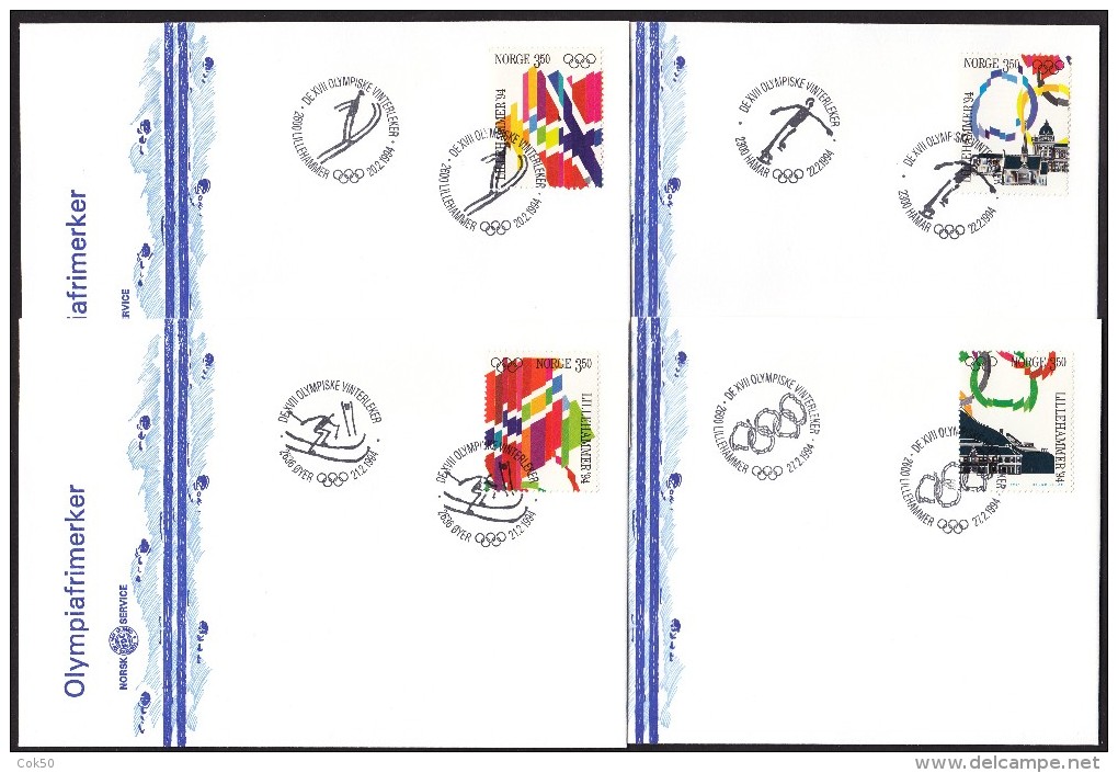 NORWAY - 12.2. - 27.2.94 «XVII Olympic Winter Games» Complete Garniture 16 Covers (4 Scans) - Hiver 1994: Lillehammer