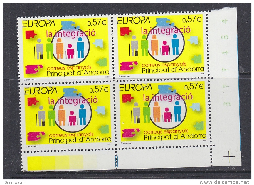 Europa Cept 2006 Andorra Sp. 1v  Bl Of 4 ** Mnh (33883) - 2006