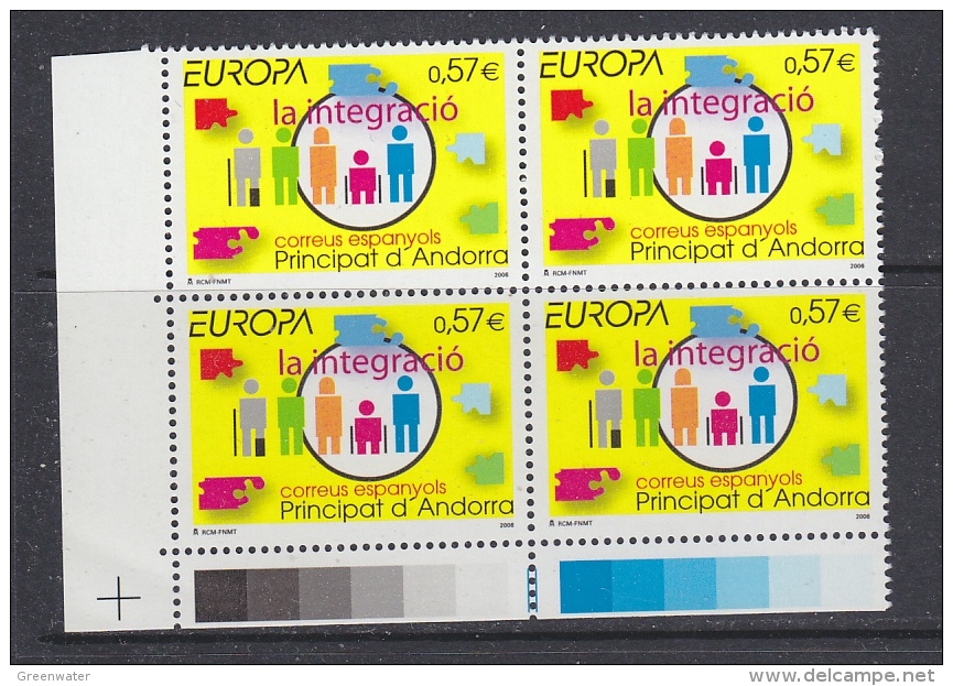 Europa Cept 2006 Andorra Sp. 1v Bl Of 4  ** Mnh (33883A) - 2006