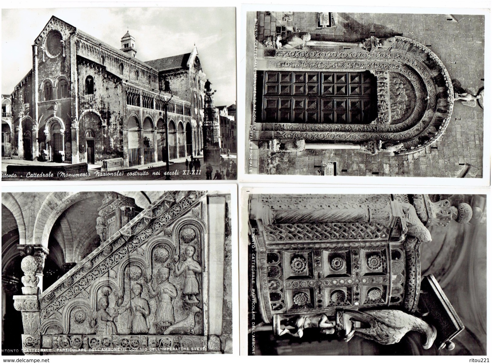 Lot 4 Cpm - Italie - Bitonto - Cattedrale - Détail Ambon - Statue Oiseau Portail Domination Empereur Saouabe - Bitonto