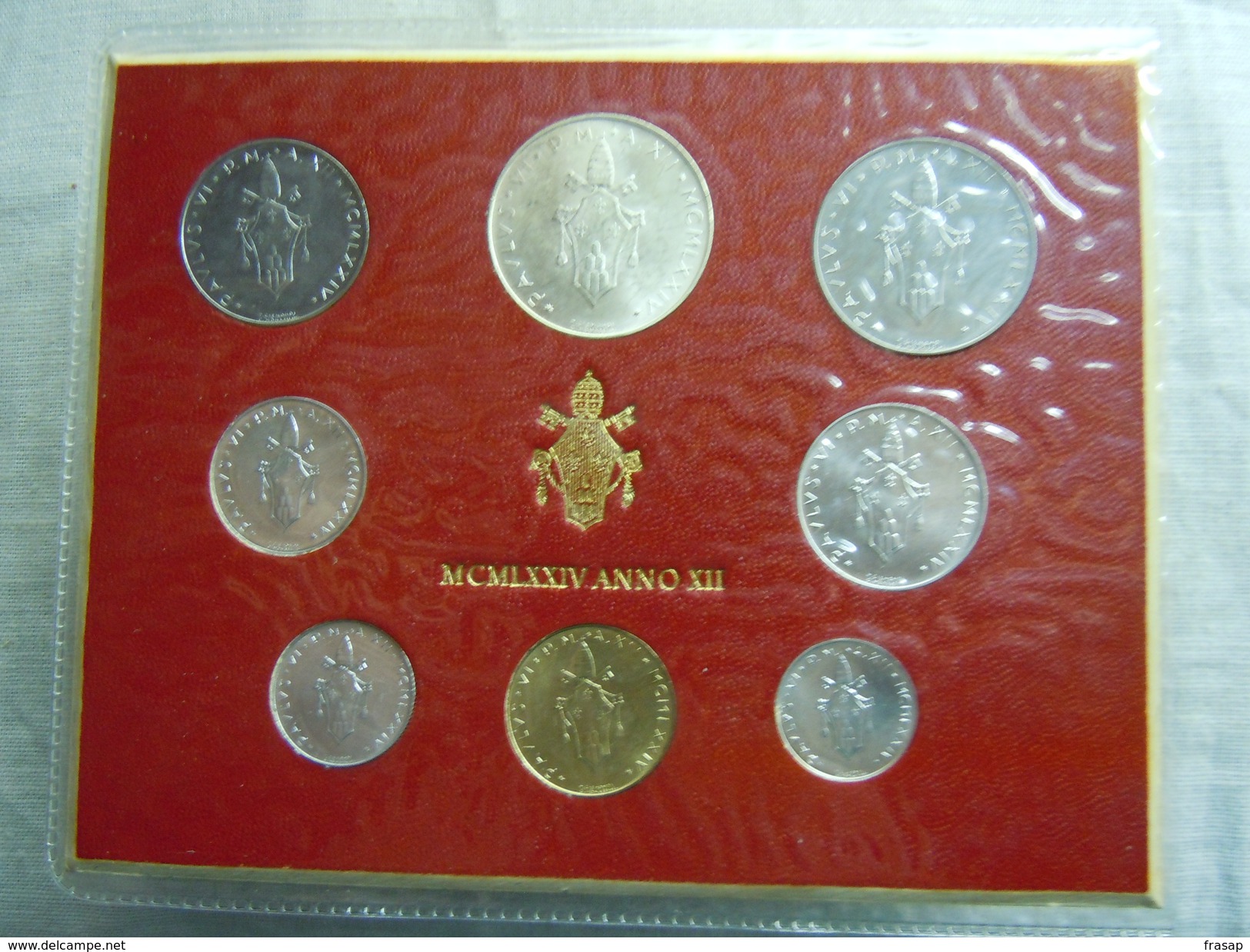 VATICAN CITY 1974 Paul VI ( XII Year) Coin FOLDER - Unc 500 Lire  SILVER RARE - Vatican