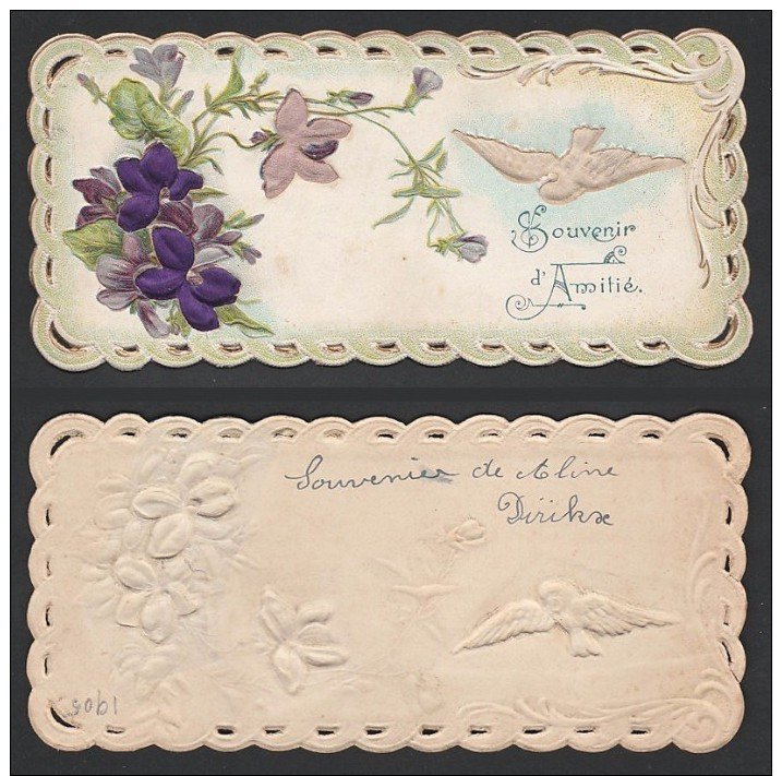 Mignonette Gaufrée Ajoutis Tissu Sur Fleurs (probable Soie )  13 X 6 Cm - Autres & Non Classés