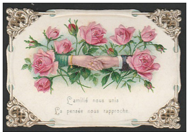 Mignonette Gaufrée Roses En Relief  5 X 7.5 Cm - Other & Unclassified