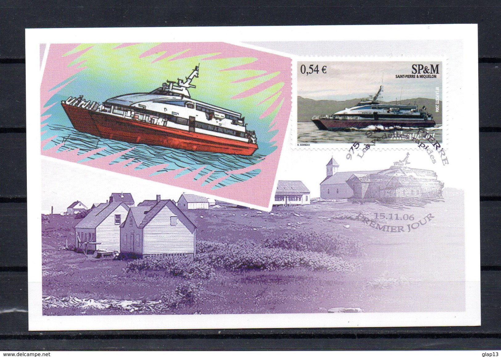 SAINT PIERRE ET MIQUELON 2006 CARTE MAXIMUM TIMBRE N°877/80 BATEAUX - VEDETTES RAPIDES - Cartoline Maximum