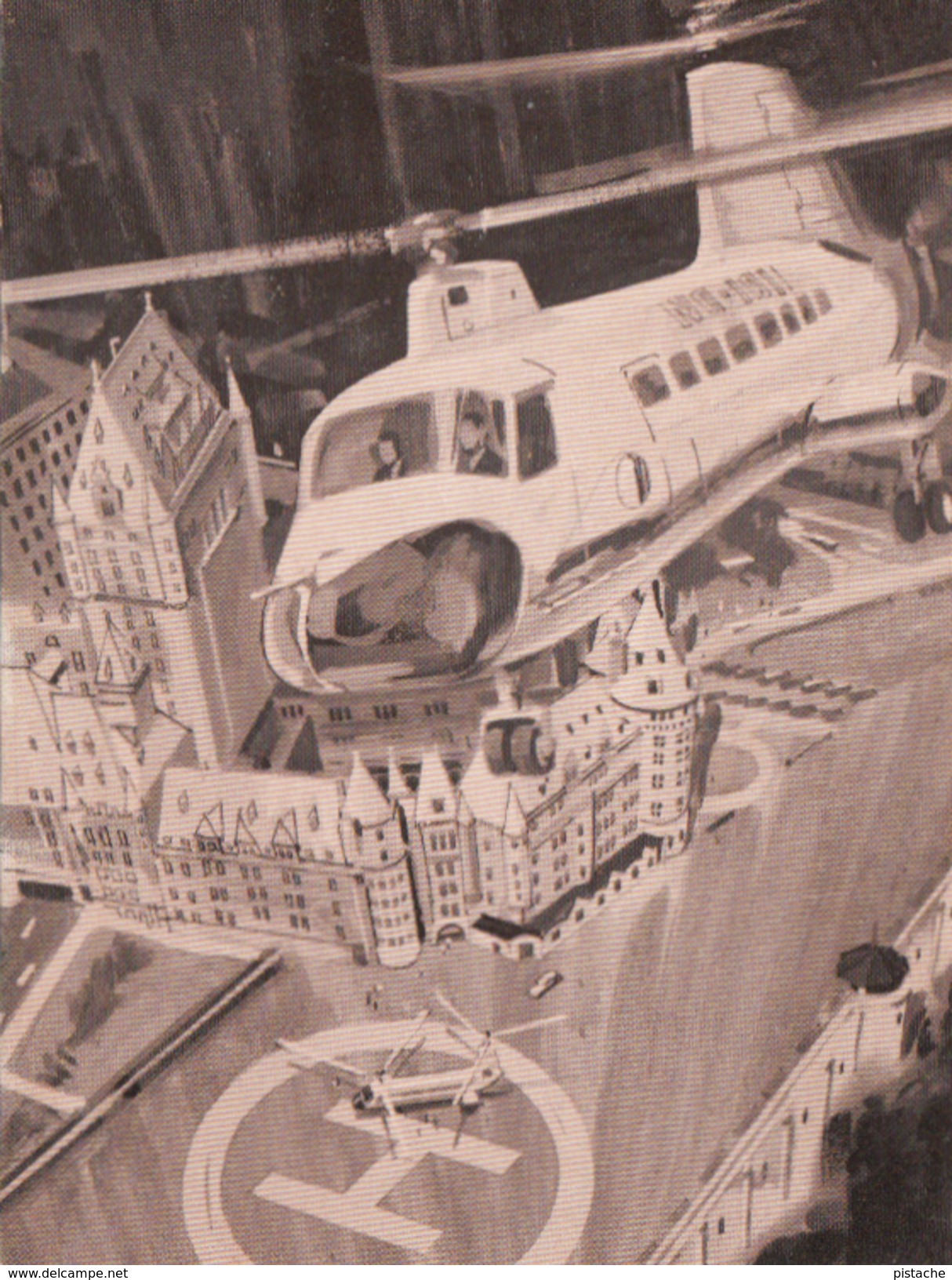 Helicoptère Helicopter - Château Frontenac  - Publicité 1960s - Advertisement - Bière Laurentides Labatt - 2 Scans - Helicopters