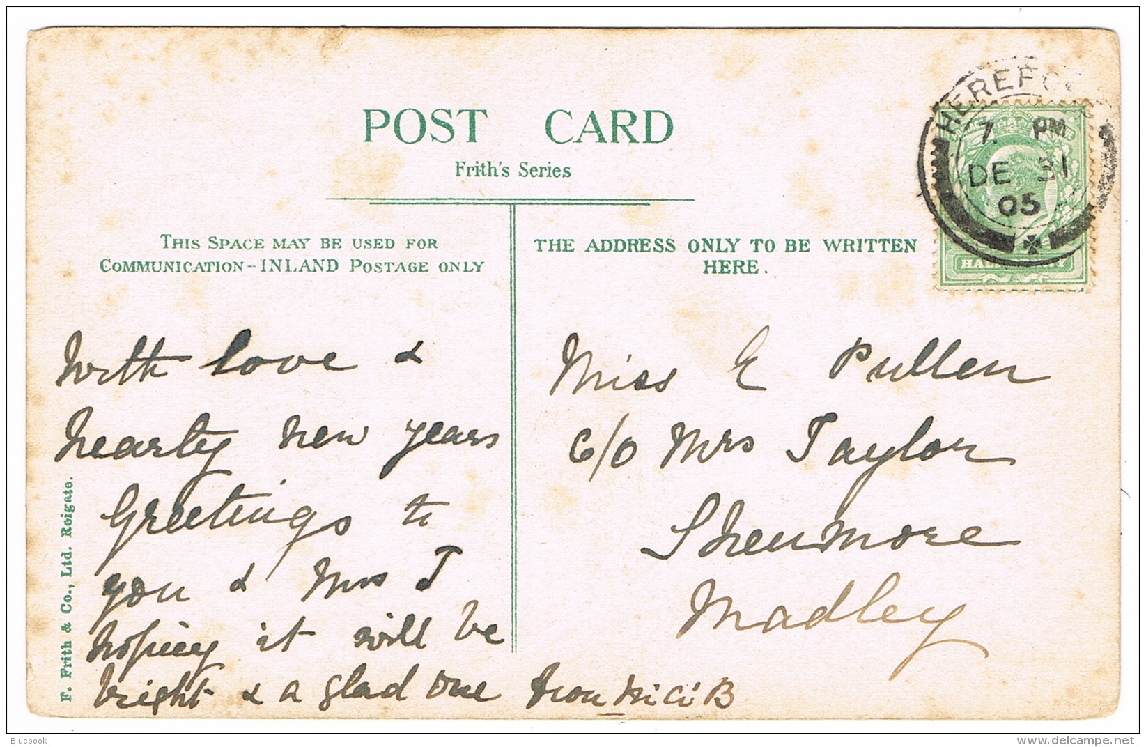 RB 1133 - 1905 Postcard - Hereford Suspension Bridge - Herefordshire - Herefordshire