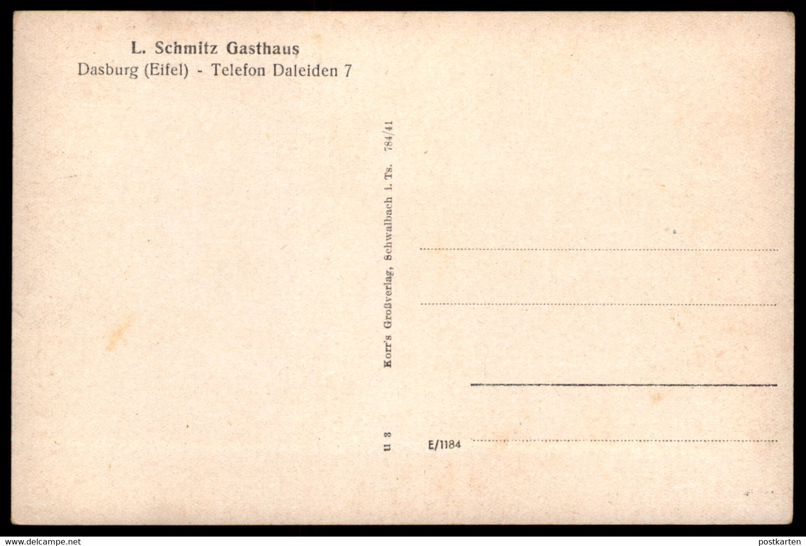 ALTE POSTKARTE DASBURG EIFEL FRÜHERES LUXEMBURGISCHES ZOLLAMT L. SCHMITZ TELEFON DALEIDEN Luxemburg Luxembourg Zollhaus - Otros & Sin Clasificación