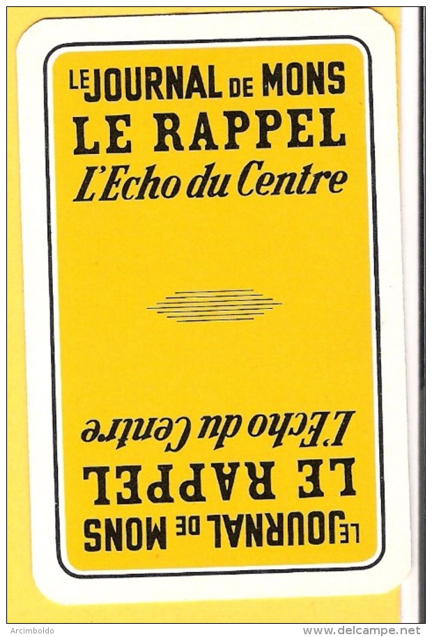 Dos De Carte : Le Journal De Mons, Le Rappel, L'Echo Du Cente, Périodique, Presse - Cartes à Jouer Classiques