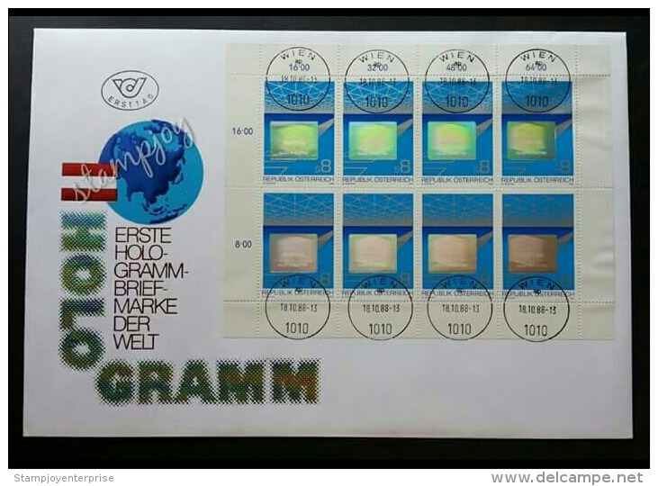 Austria Made In Austria Exports 1988 (sheetlet FDC) *Hologram Effect *unusual - Otros & Sin Clasificación