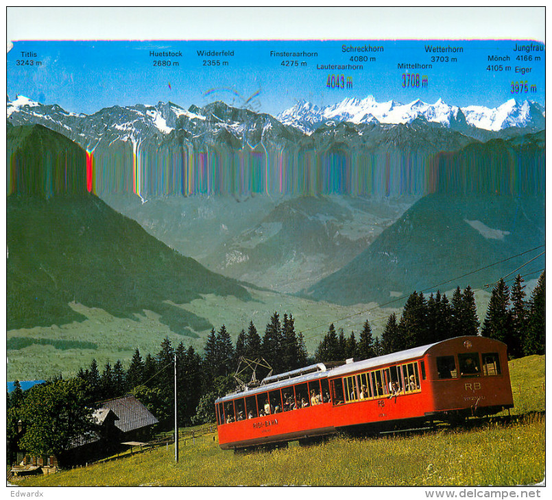 Train, Rigi, SZ Schwyz, Switzerland Postcard Posted 1981 Stamp - Autres & Non Classés