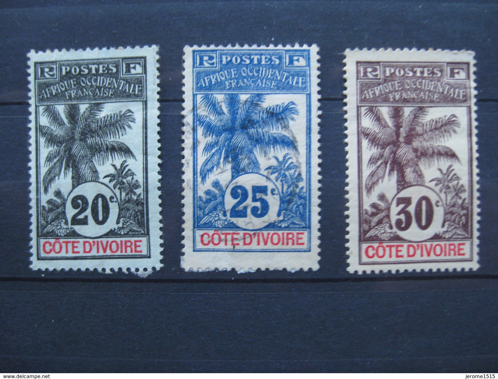 Timbres Cote D'ivoire : YT N° 26*, 27(o), 28*  1906 - Oblitérés