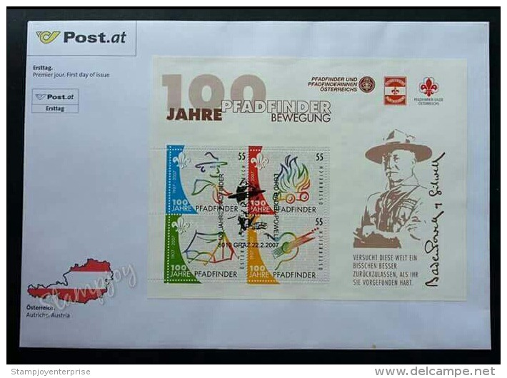 Austria 100th Anniversary Of Scouts 2007 Scout Camping Uniform (miniature FDC) - Otros & Sin Clasificación