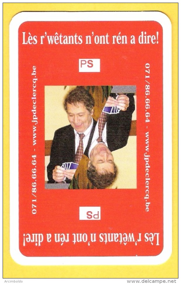 Dos De Carte : Jean-Pierre Declercq PS, Parti Socialiste - Politique , Politiek, Wallon - Kartenspiele (traditionell)