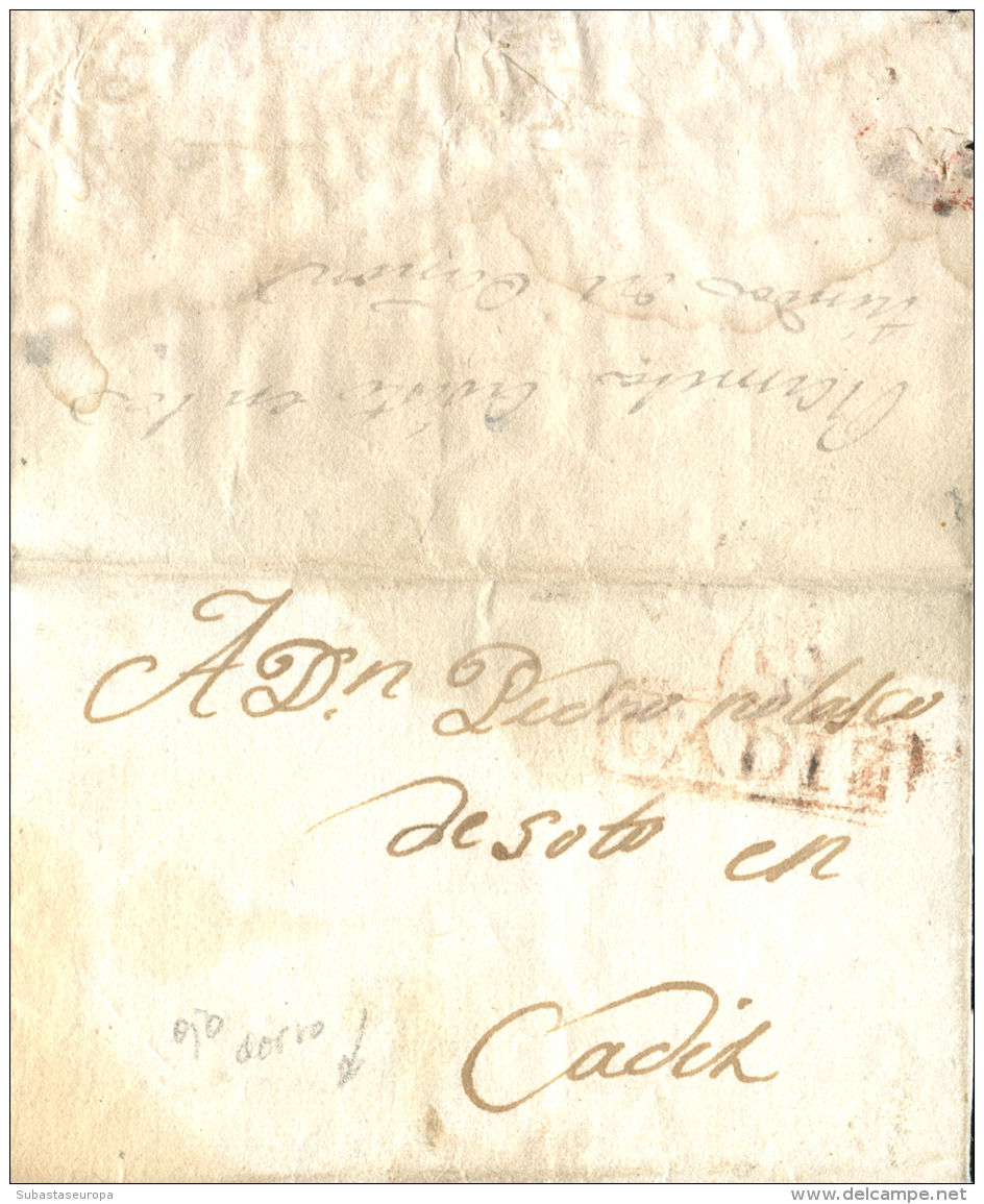 D.P. 26. 1826. Ramela. Carta De San Lúcar De Barrameda A Cádiz. Al Dorso Manuscrito "Ramela Asiste En... - ...-1850 Prephilately
