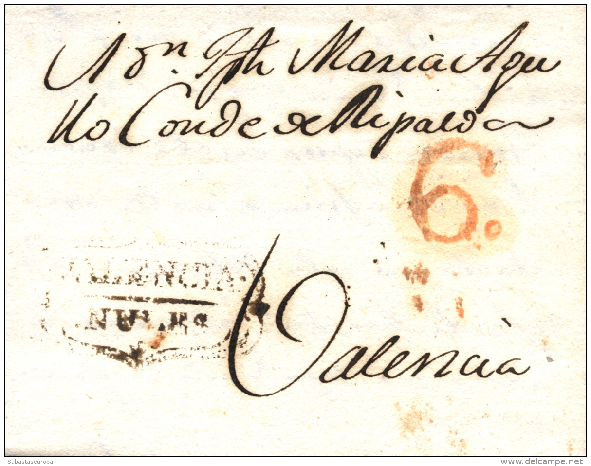 D.P. 19. Nules. 1810. Carta A Valencia. Marca "VALENCIA/NULES" (P.E. 2). - ...-1850 Prephilately
