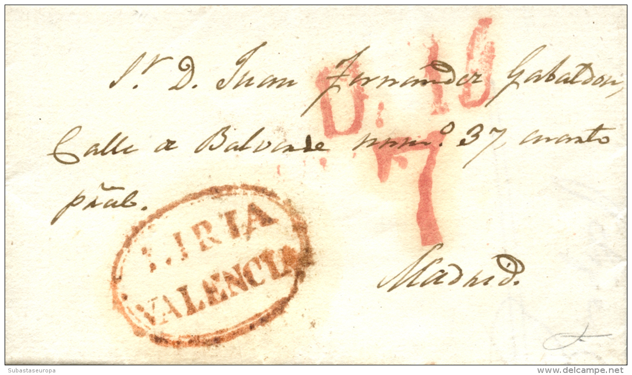 D.P. 19. Liria. 1840. Carta De Ademuz A Madrid. Marca "LIRIA/VALENCIA" En óvalo (P.E. 6). Muy Bonita. - ...-1850 Voorfilatelie