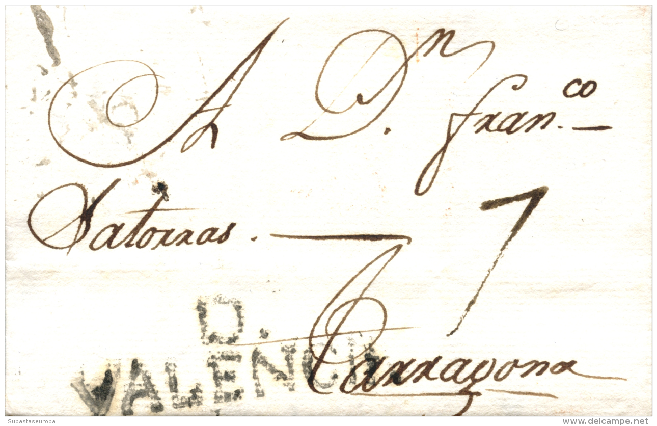 D.P. 19. Denia. 1806. Carta A Tarragona. Marca "D./VALENCIA" (P.E. 4). Preciosa Y Rara. - ...-1850 Prephilately