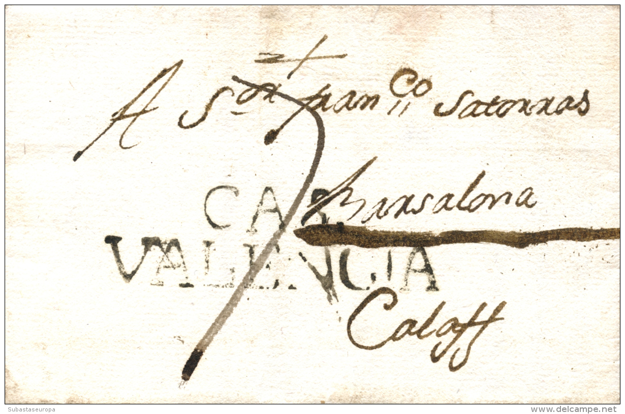 D.P. 19. Castellón. 1792. Carta De Cabanes A Calaf. Marca "CAS/VALENCIA" En Negro (P.E. 2).... - ...-1850 Prephilately
