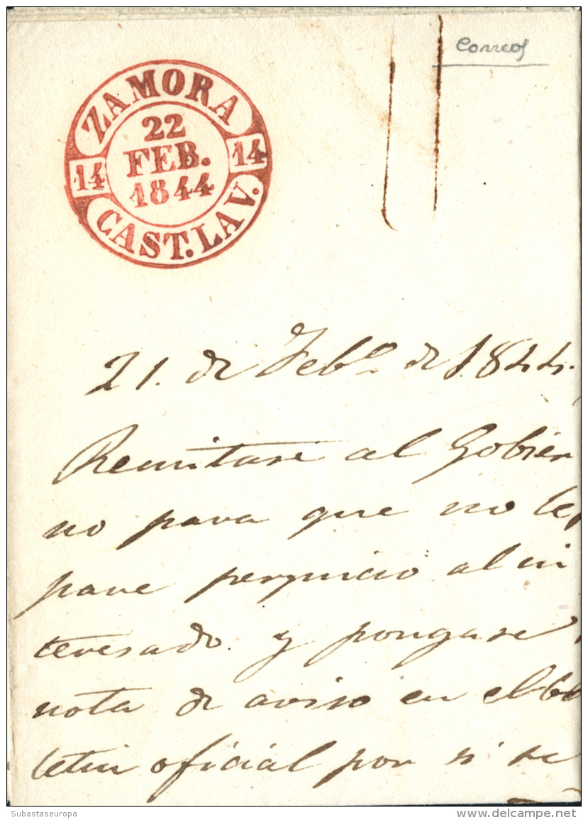 D.P. 14. 1844. Zamora. Comunicación De Correos Al Jefe Superior Político, En La Que Se Utiliza El... - ...-1850 Prephilately
