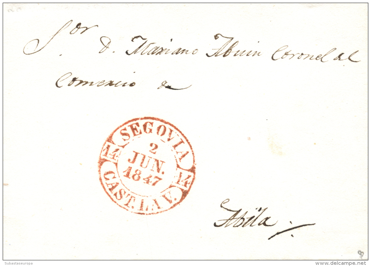 D.P. 14. 1847. Segovia. Carta De Las Navillas A Ávila. Fechador Baeza (P.E. 11). Pieza De Lujo. - ...-1850 Prephilately