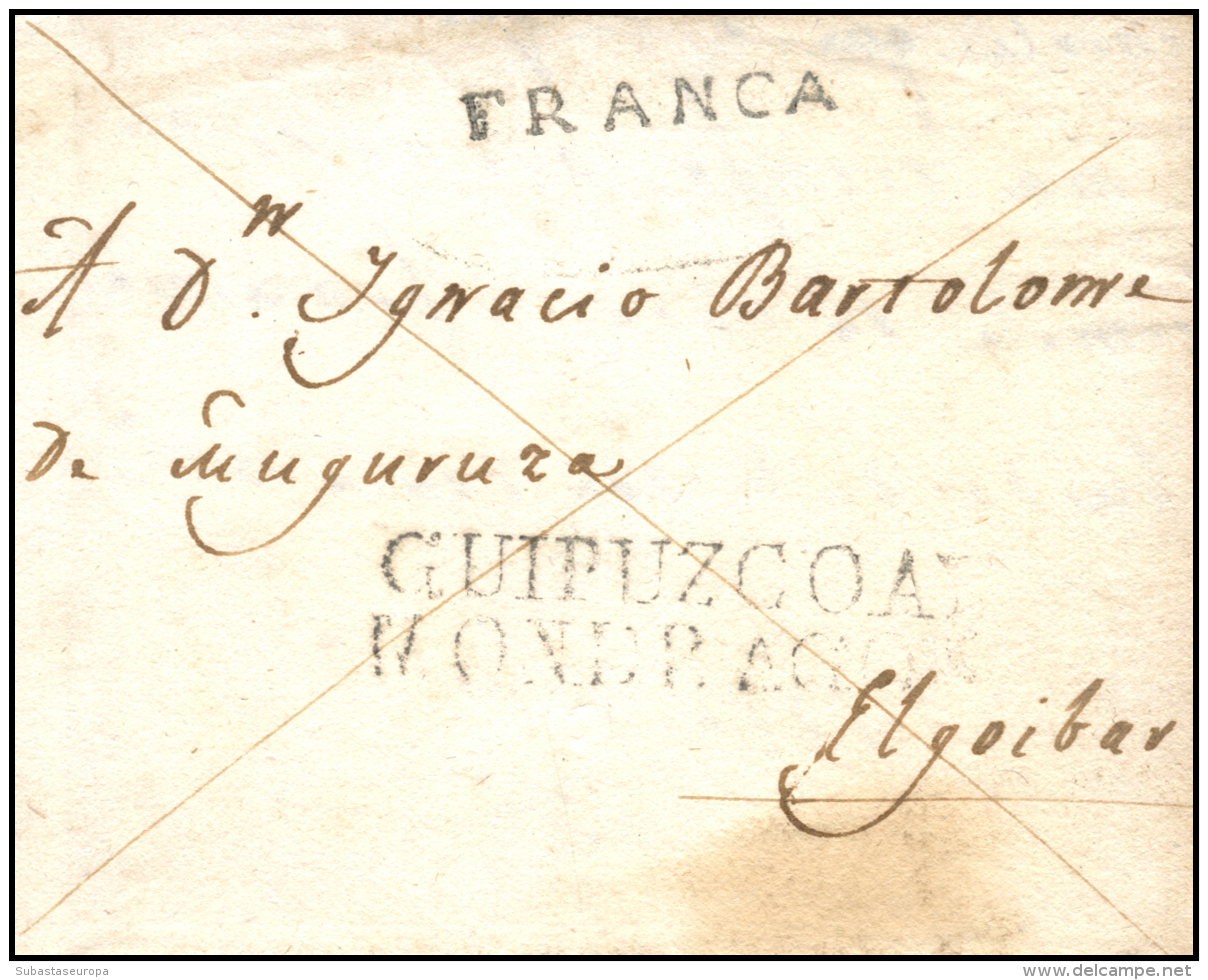 D.P. 10. 1821. Carta De Arachavaleta A Elgoibar. Marcas Guipúzcoa/Mondragón Y Franco De... - ...-1850 Prephilately