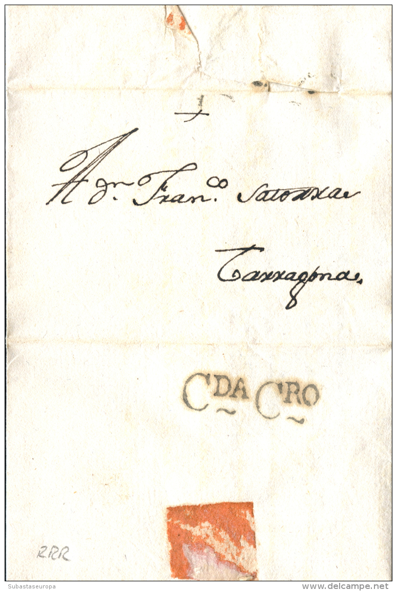 D.P. 5. 1806. Carta A De Barcelona A Tarragona. Marca De Llegada En Tarragona "Cda. Cro" Al Dorso (P.E. 24). Lujo. - ...-1850 Prephilately