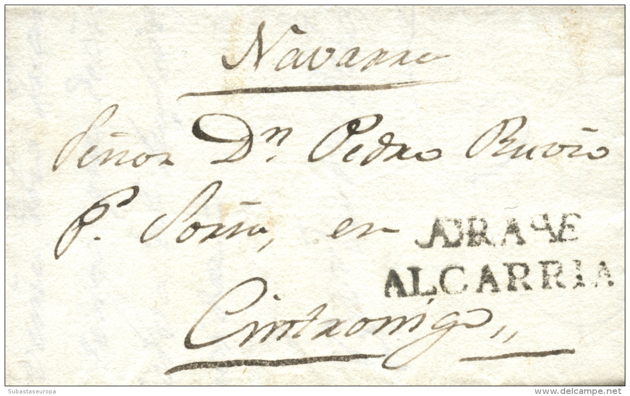 D.P. 2. 1843. Carta De Jadraque A Cintruénigo. Marca "JADRAQUE/ALCARRIA" (P.E. 2) En Negro. - ...-1850 Prephilately
