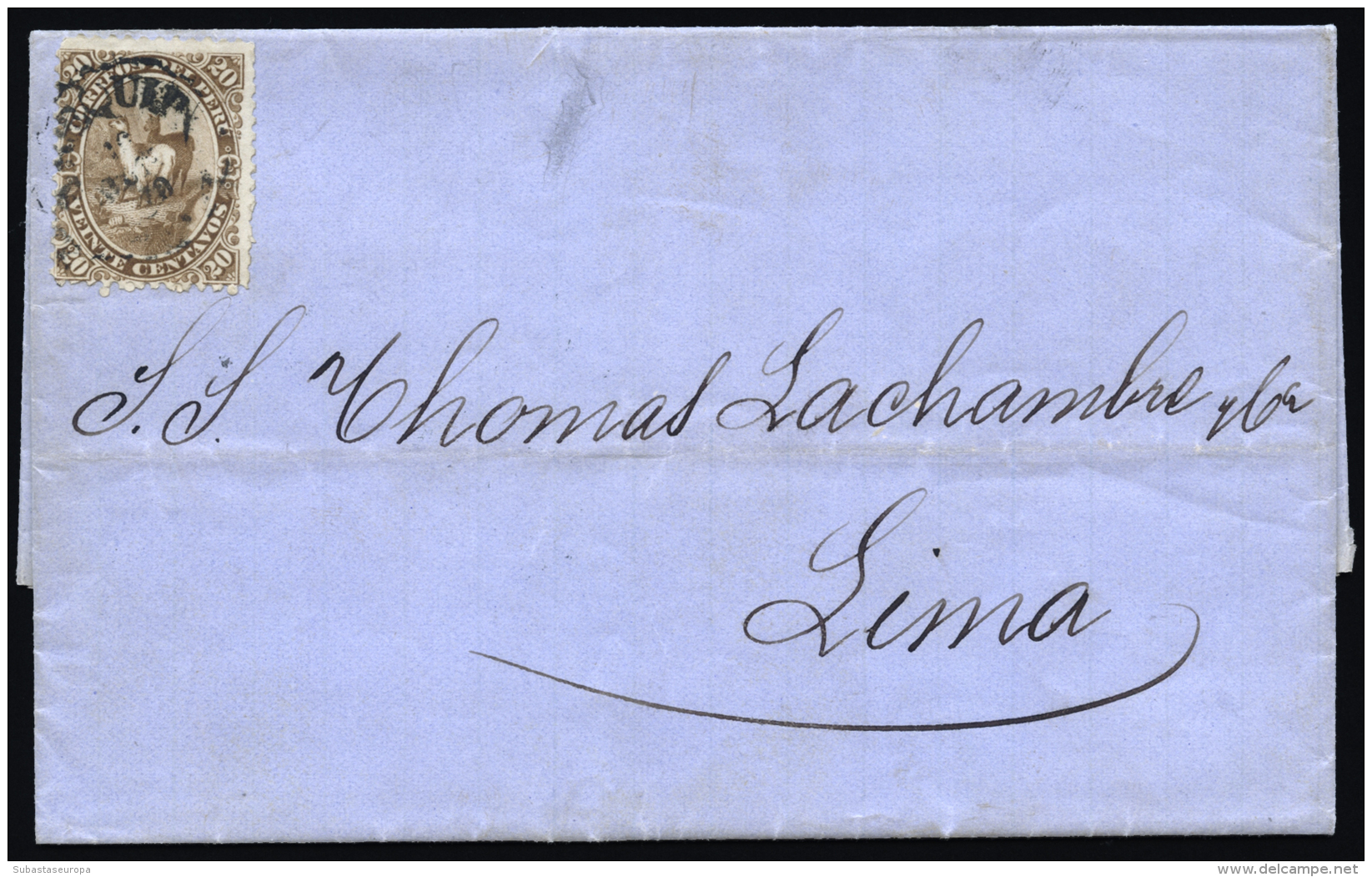 PERU. Ø 12 En Carta Completa Circulada A Lima, El 16/6/1870. Marca De Llegada. Rara. - Peru