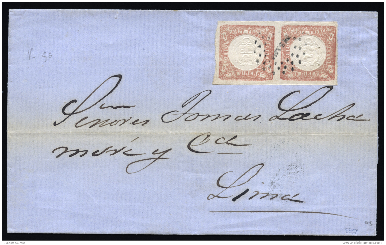 PERU. Ø 8(2) En Carta Completa Circulada De Cami&ntilde;a A Lima, El 28/9/1867. Mat. "PISAGUA". Marquilla... - Peru