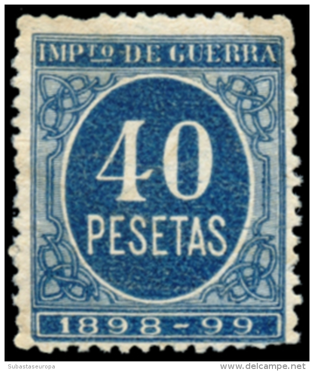 (*) Serie De Impuesto De Guerra De 11 Valores, Color Azul. Entre El 1 Y El 40 Ptas. Peso= 15 Gramos. - Revenue Stamps