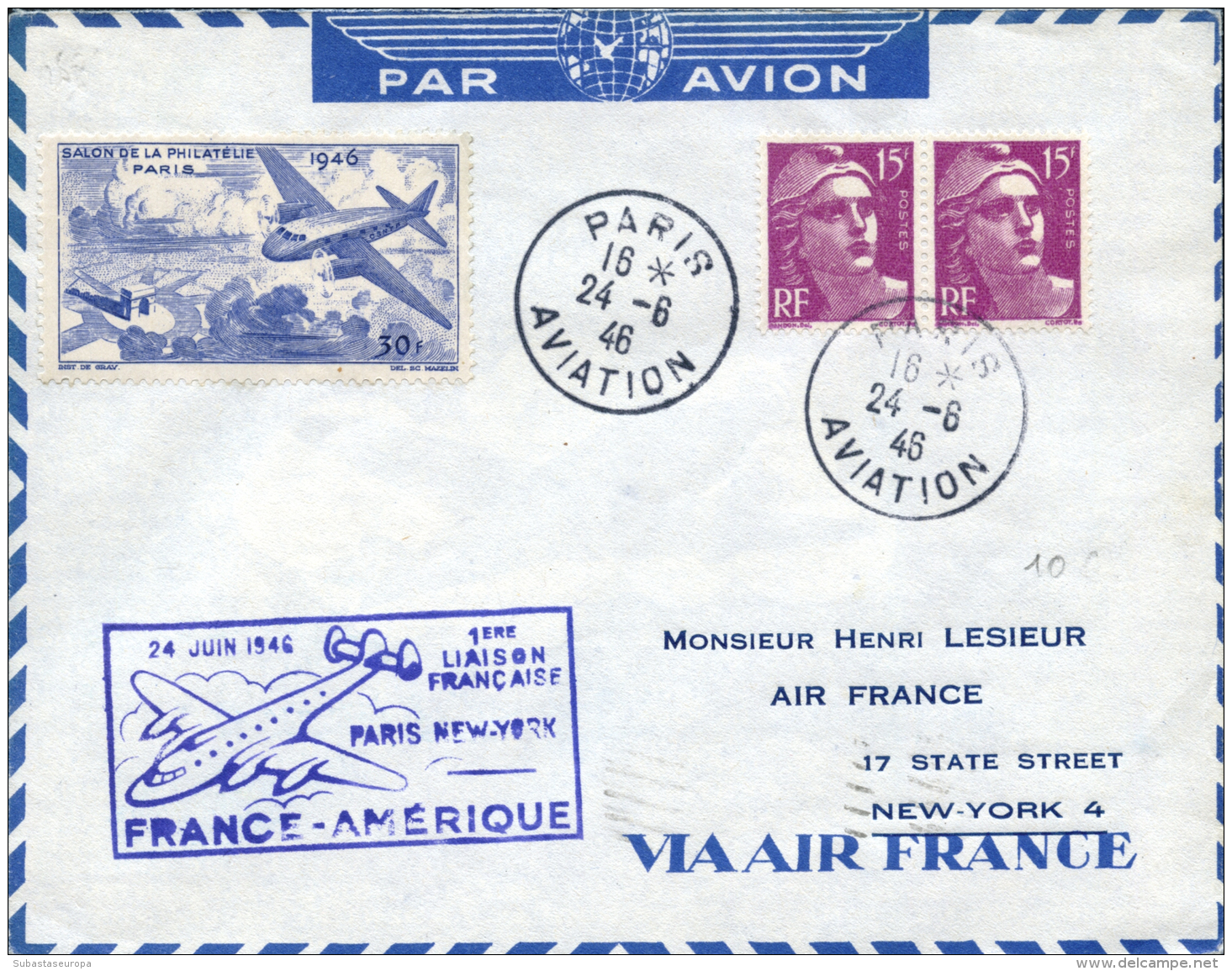 Lote De 6 Sobres Franceses Con Marcas Primer Vuelo, A&ntilde;os 50. Peso= 50 Gramos. - Other & Unclassified