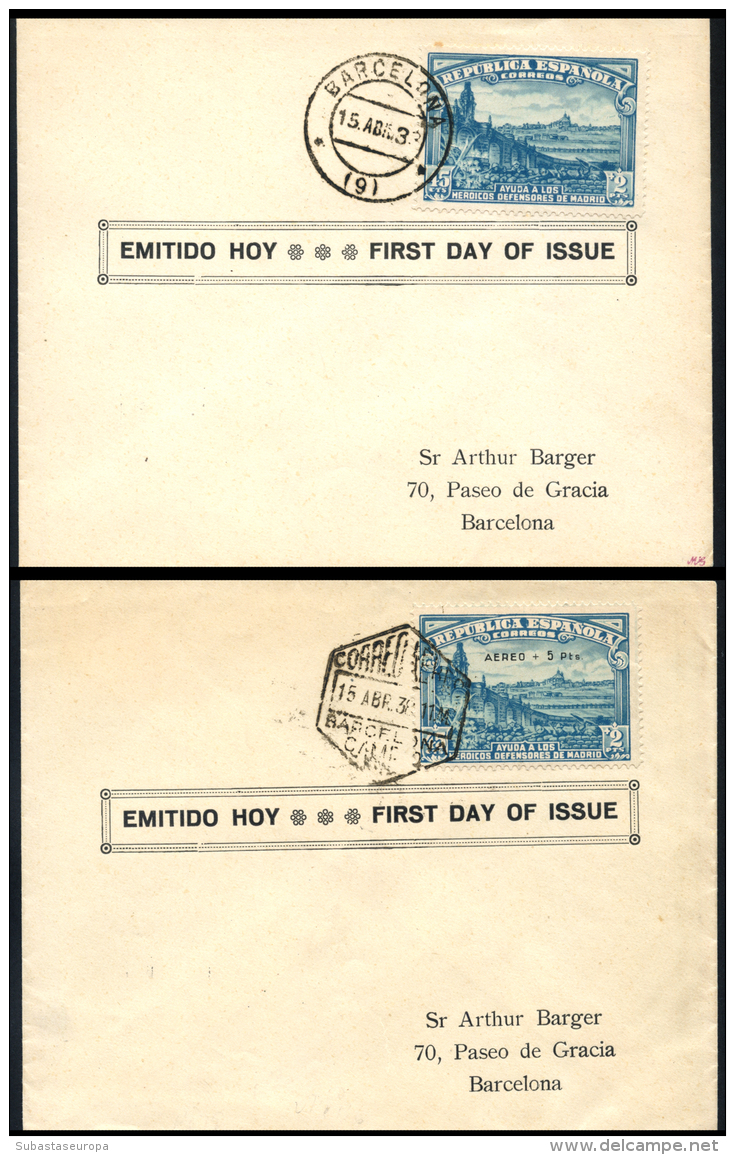 757 Y 759 En Sobres 1er. Día. Mat. 15/4/1938. Lujo. Peso= 15 Gramos. - Covers & Documents