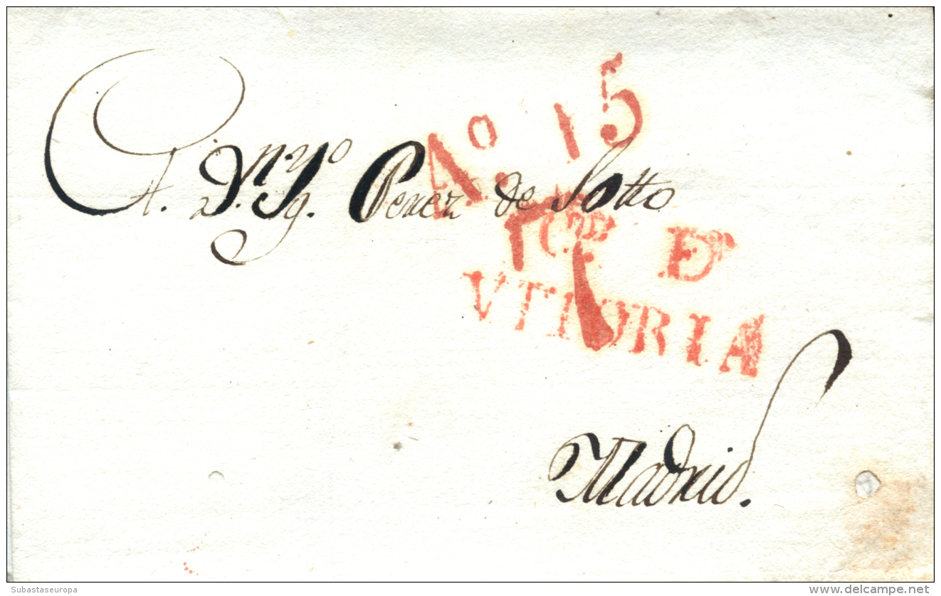 D.P. 10. 1831. VITORIA A Madrid. Marca CD DE/ VITORIA (PE 21). Rara. Peso= 15 Gramos. - ...-1850 Prephilately