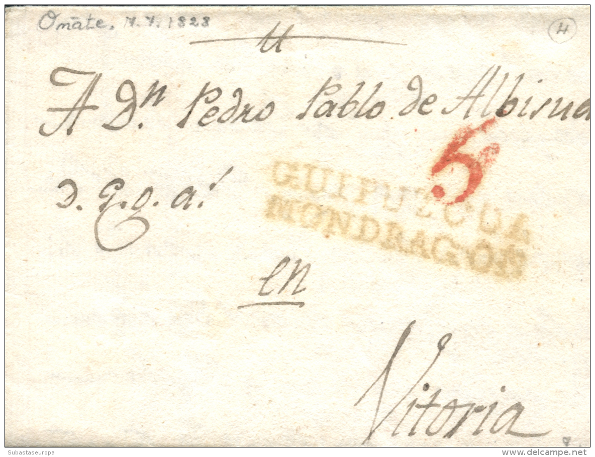 D.P. 10. 1828. O&ntilde;ate A Vitoria. Marca GUIPUZCOA/ MONDRAGON (PE 8) Preciosa. Peso= 15 Gramos. - ...-1850 Prephilately