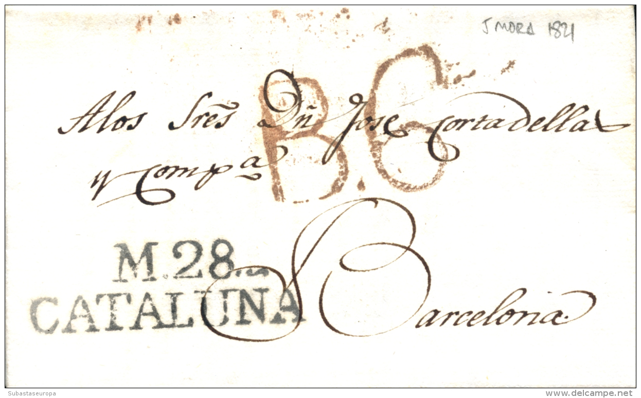 D.P. 5. 1821. Carta De Mora La Nova A Barcelona. Lujo. Peso= 15 Gramos. - ...-1850 Prephilately