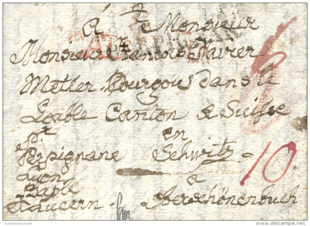 D.P. 5. Cata Circulada De Barcelona A Suiza, El A&ntilde;o 1827. Peso= 15 Gramos. - ...-1850 Prephilately