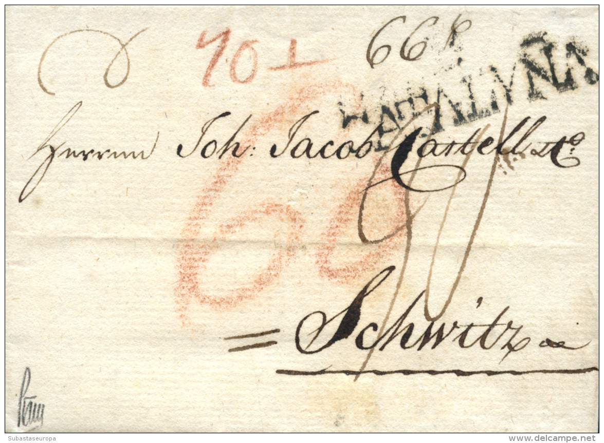 D.P. 5. 1803. Carta De Barcelona A Suiza. Firmada Graus. Peso= 15 Gramos. - ...-1850 Prephilately