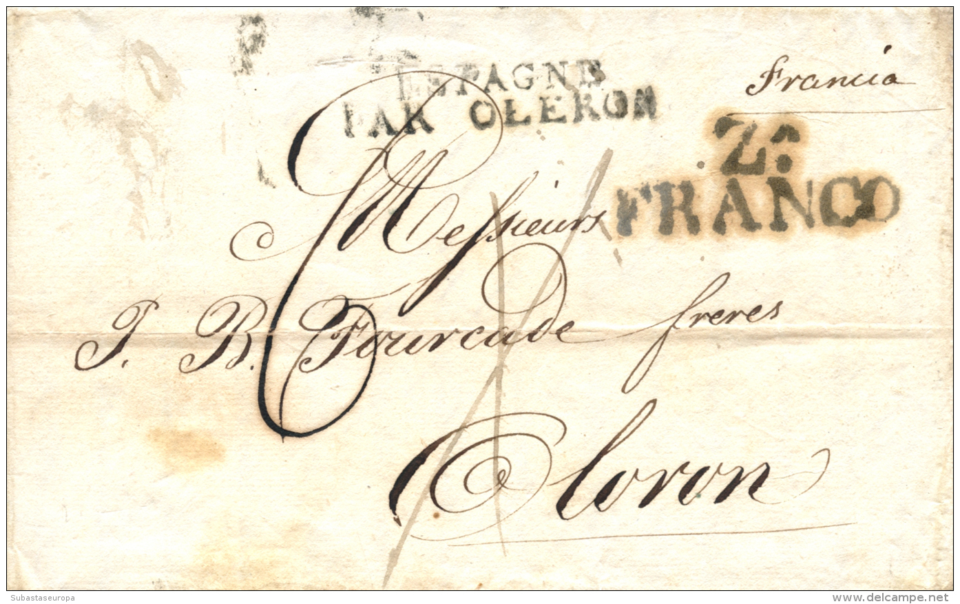 D.P. 4. 1824. Carta De Zaragoza A Francia. Bonita. Peso= 15 Gramos. - ...-1850 Prephilately