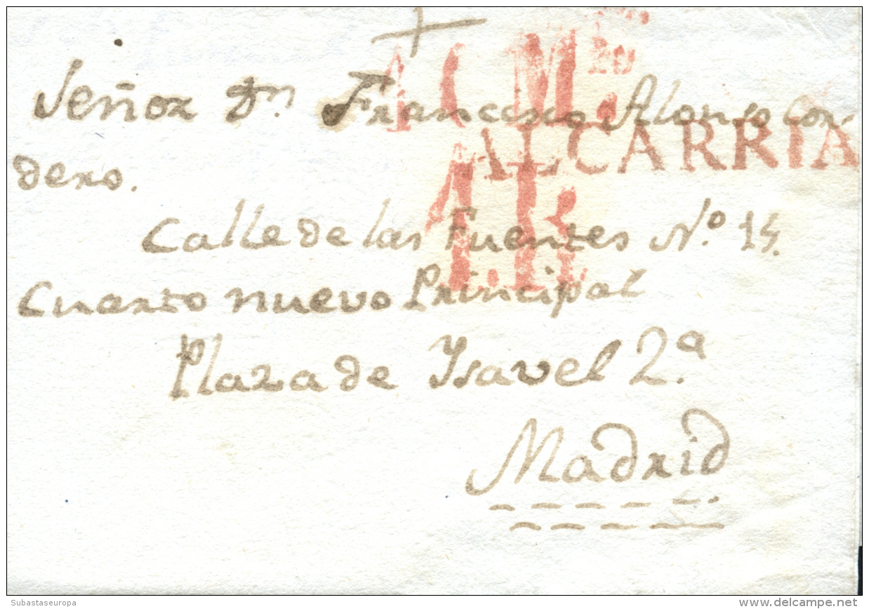 D.P. 2. 1846. Carta De Vallfermoso De Las Monjas (Guadalajara) A Madrid. Marca De Hita P.E. 2 En Rojo. Rara. Peso=... - ...-1850 Prephilately