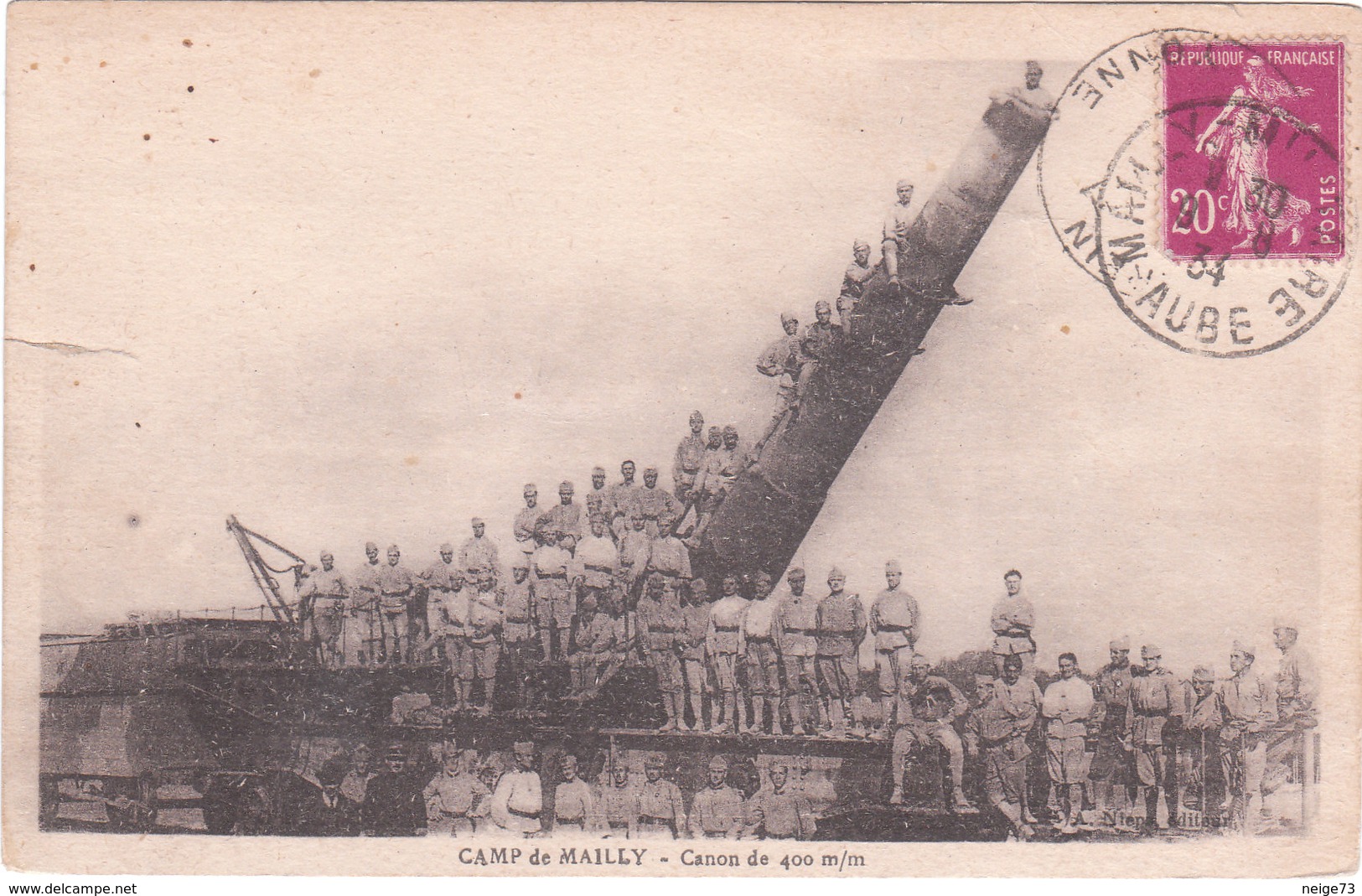 Carte Postale Ancienne Intéressante - Camp De Mailly - Canon De 400m/m - Materiale