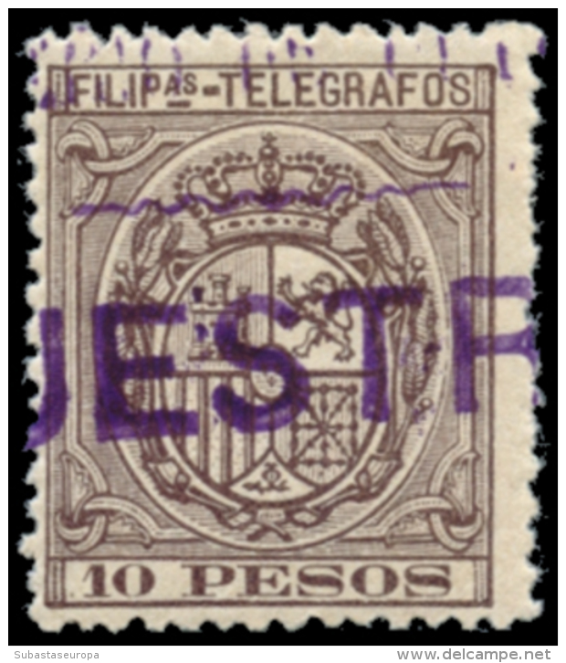 FILIPINAS. TELEGRAFOS. ** 48/58. Marca "MUESTRAS / MINISTERIO DE ULTRAMAR" En Violeta. Preciosa Y Muy Rara. Peso=... - Philippines