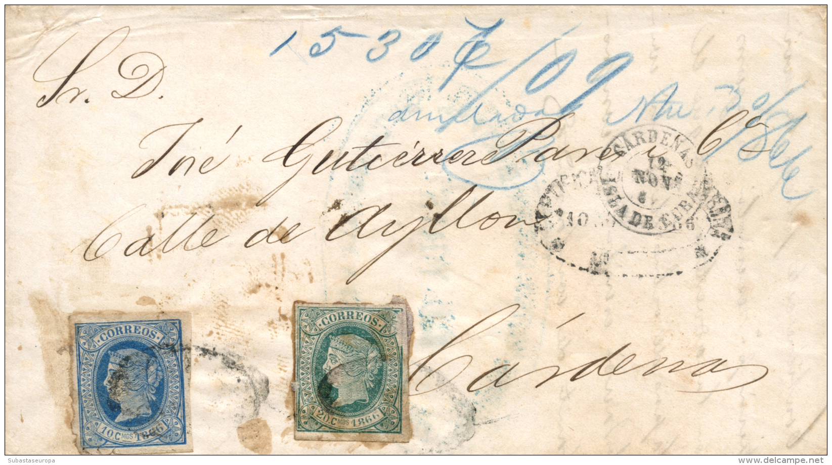 CUBA. Ø 14 Y 15 (Antillas) En Sobre Circulado De La Habana A Cárdenas. Fechador Certificados/Habana.... - Cuba (1874-1898)