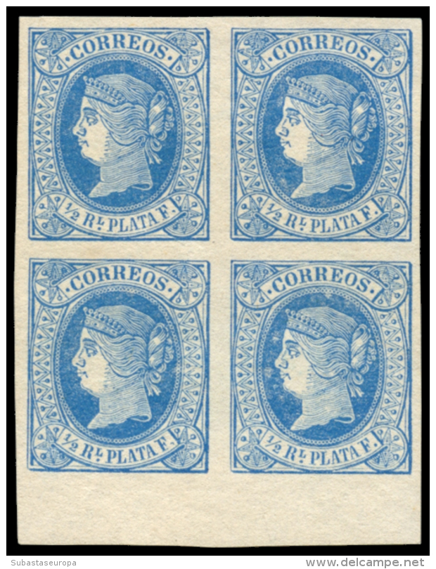 ANTILLAS. (*) 10. Prueba En Bloque De 4 Color Azul. Peso= 15 Gramos. - Spanish Guinea