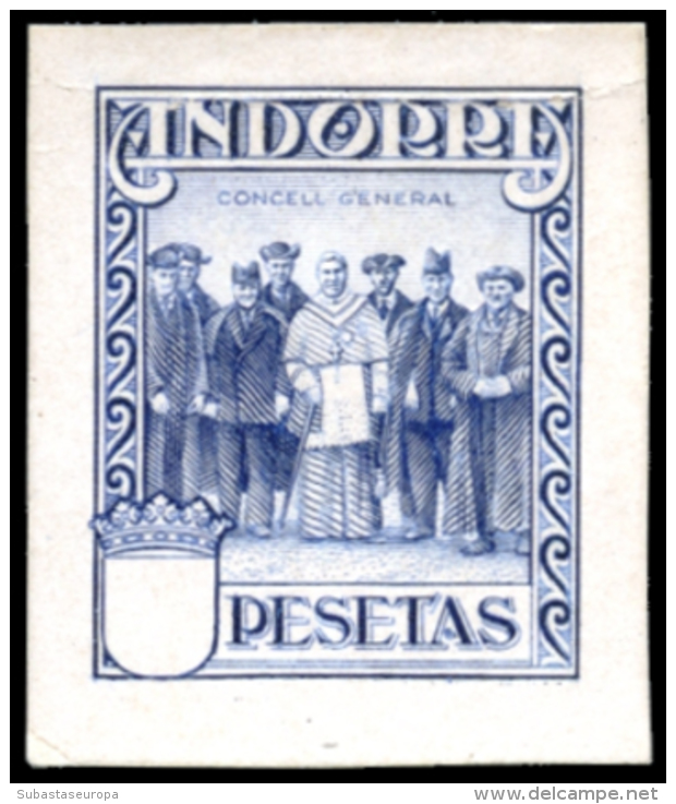 1929. Prueba De Estado Del Grabado En Papel Cartón. Impreso En Azul. Sin Cifra En El Cartucho. Inapreciable... - Unused Stamps