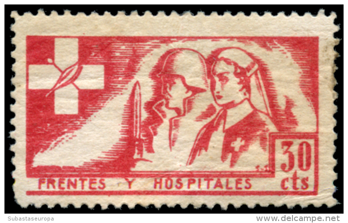 Frentes Y Hostipales. 30 Cts. Rara. Peso= 15 Gramos. - Spanish Civil War Labels