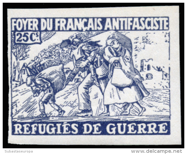 Foyer Du Français. 25 Cts. G.G. 949. 4 Valores Distintos Colores. Sin Dentar. Nuevas Sin Fijasellos. Raras.... - Spanish Civil War Labels