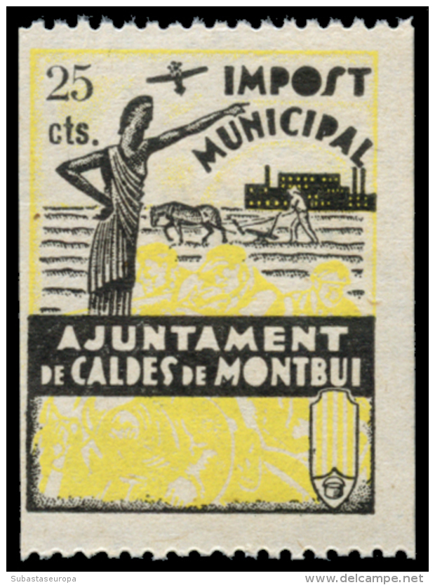 CALDES DE MONTBUI. 25 Cts. Rara. Sofima 4. Peso= 15 Gramos. - Spanish Civil War Labels