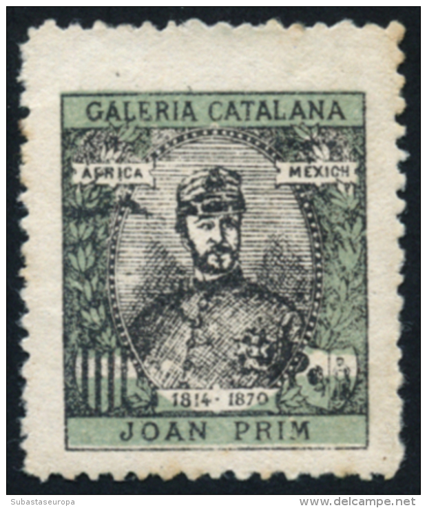 CATALUNYA.. 1900ca. Galería Catalana. Joan Prim. 4 Distintas Vi&ntilde;etas. Nathan C-33. Peso= 15 Gramos. - Spanish Civil War Labels